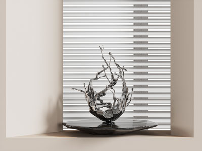 现代水花雕塑雕刻3d模型 现代水花雕塑雕刻
