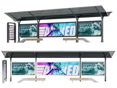 现代公交站台 公共设施3d模型 现代公交站台 公共设施