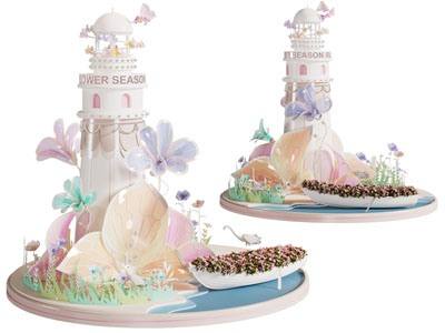 现代卡通城堡美陈 摆件组合 户外装置