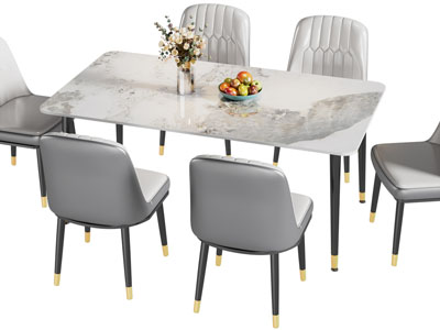 现代大理石餐桌椅组合