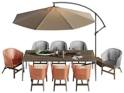 现代户外遮阳伞 餐桌椅组合