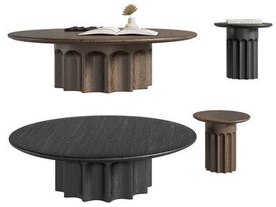 法式实木圆形茶几 边几3d模型 法式实木圆形茶几 边几