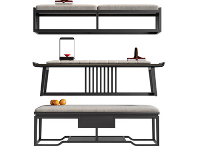 新中式长方形沙发凳子