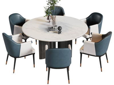 现代圆形餐桌椅组合