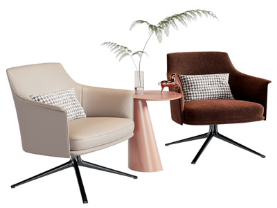 现代休闲椅子 边几