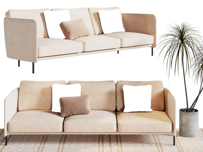 侘寂风奶油风多人沙发