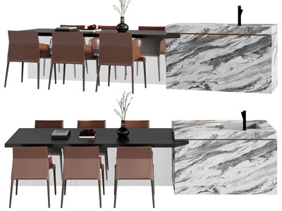 现代水吧台餐桌椅组合