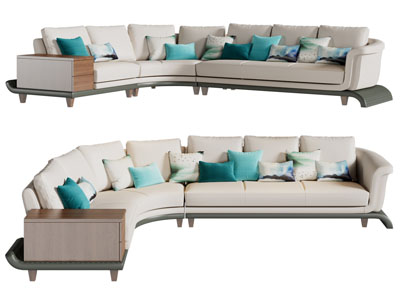 现代弧形多人沙发