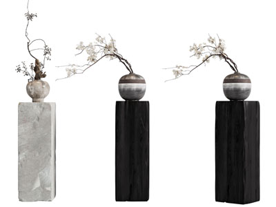 现代陶艺花瓶花卉摆件组合