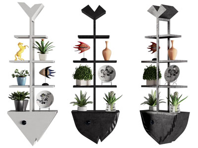 现代鱼骨造型的花架 装饰架3d模型 现代鱼骨造型的花架 装饰架
