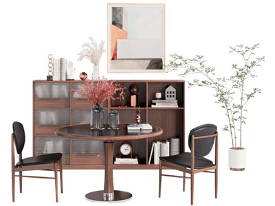 现代中古风边柜 餐桌椅组合