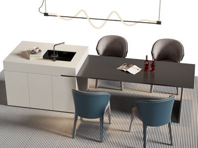 现代水吧台餐桌椅组合