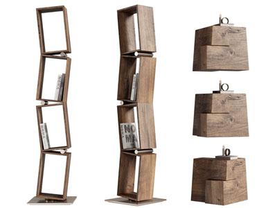 现代实木创意书柜 边几