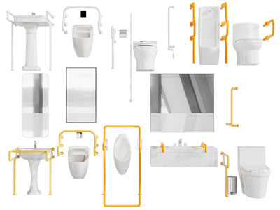 现代残障人士马桶 洗手台