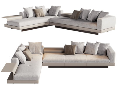 现代转角布艺多人沙发