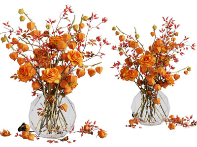 现代玻璃花瓶花卉