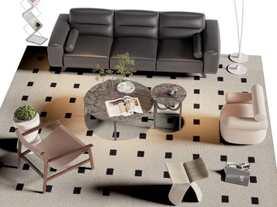 现代多人沙发 休闲椅子和茶几组合