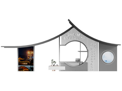 新中式景观展示墙 隔断3d模型 新中式景观展示墙 隔断