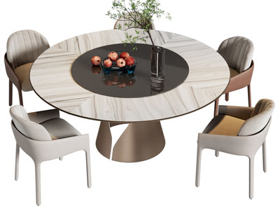 现代圆形餐桌椅组合