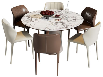 现代圆形餐桌椅组合
