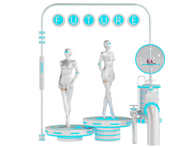 现代科技感 机器人模特 智能机器女人