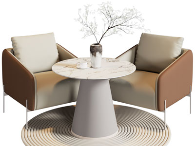 现代单人沙发 边几