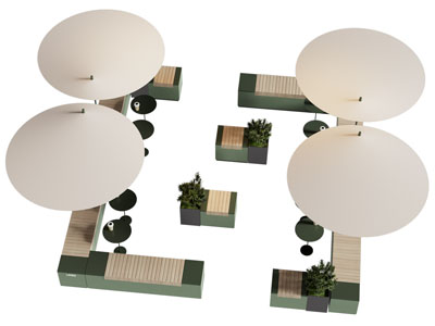 现代露台遮阳伞 卡座茶几3d模型 现代露台遮阳伞 卡座茶几
