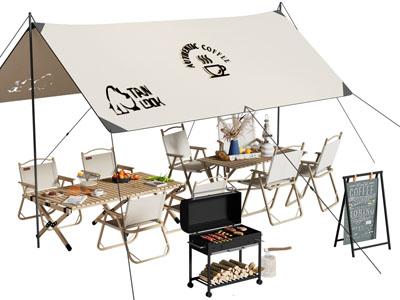 现代营地咖啡馆 天幕 休闲餐桌椅组合
