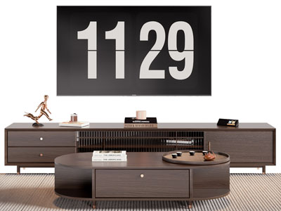 现代中古风电视柜 茶几 电视机