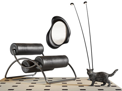 现代休闲椅子 装饰镜子 落地灯