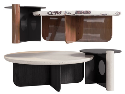 现代圆形茶几边几3d模型 现代圆形茶几边几