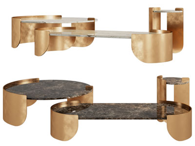 现代轻奢拼接茶几 边几3d模型 现代轻奢拼接茶几 边几