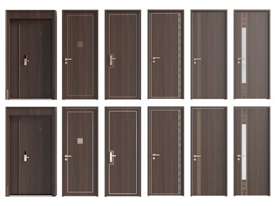 新中式木门 入户门 平开门3d模型 新中式木门 入户门 平开门