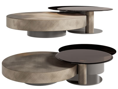 现代圆形拼接茶几3d模型 现代圆形拼接茶几