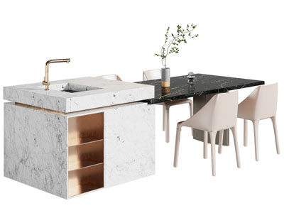 现代水吧台餐桌椅组合