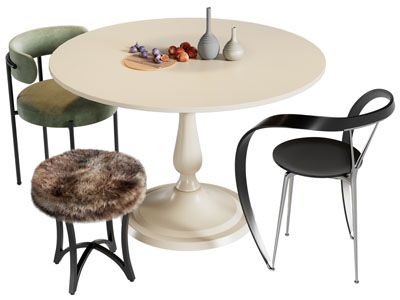 现代圆形餐桌椅组合