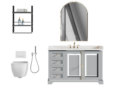 美式洗手台 镜子 浴室柜 马桶 卫浴小件