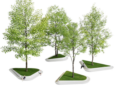 现代景观花坛树木 造型公共凳子