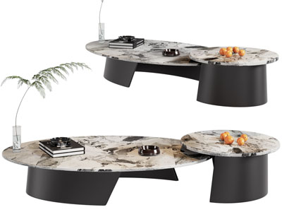 现代拼接大理石圆形茶几3d模型 现代拼接大理石圆形茶几