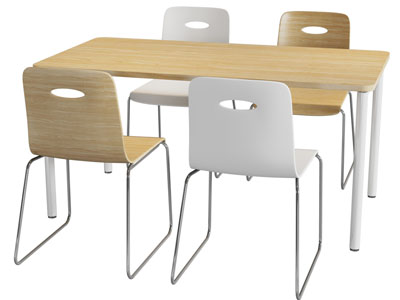 现代长方形餐桌椅组合