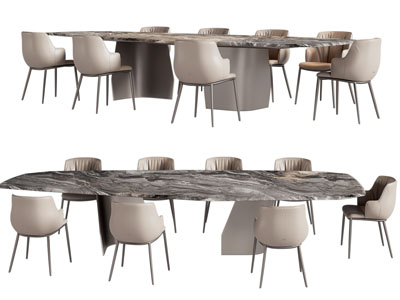 现代加长餐桌椅组合