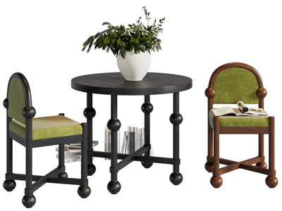 法式实木休闲椅子 餐桌