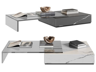 现代拼接玻璃大理石茶几3d模型 现代拼接玻璃大理石茶几