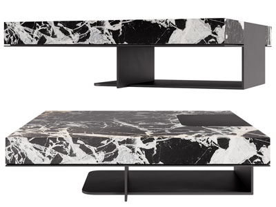 现代大理石纹理的长方形茶几3d模型 现代大理石纹理的长方形茶几