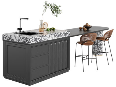 法式水吧台餐桌椅组合