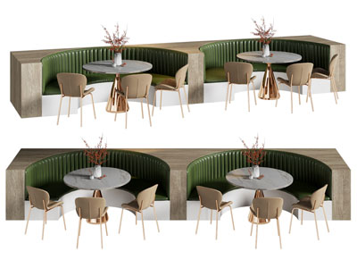 现代饭店卡座餐桌椅组合