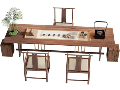 新中式实木茶桌椅组合