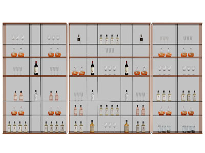 现代开放式酒柜 酒瓶酒杯展示柜3d模型 现代开放式酒柜 酒瓶酒杯展示柜