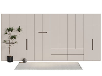 现代加宽无拉手衣柜3d模型 现代加宽无拉手衣柜