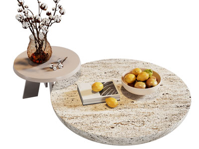 侘寂风圆形茶几3d模型 侘寂风圆形茶几